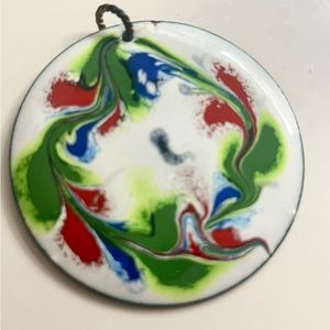Vintage copper enamel swirl pendant